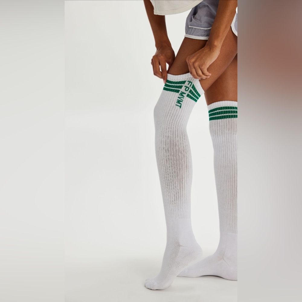 NWT Fp Movement Race Pace Stripe Scrunch Sock in color White
